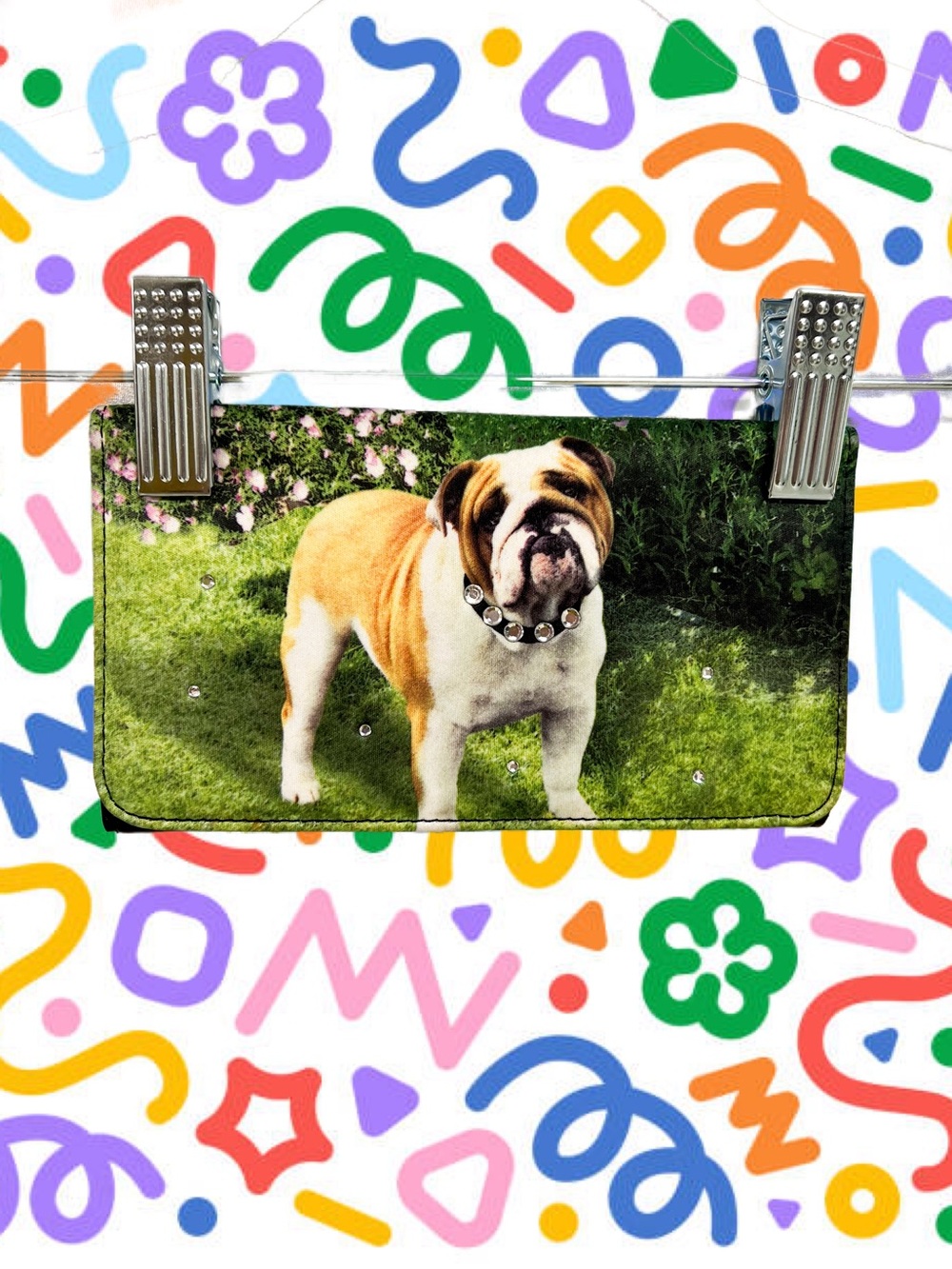 Y2K bejeweled bulldog puppy wallet